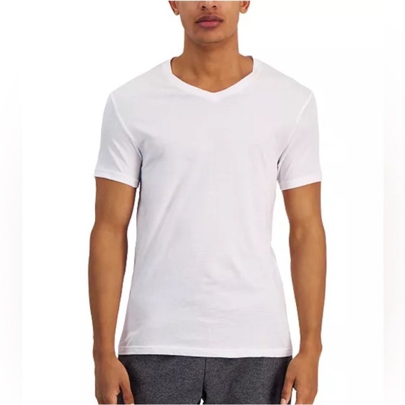 Alfani White V-Neck T-Shirt - Picture 1 of 2